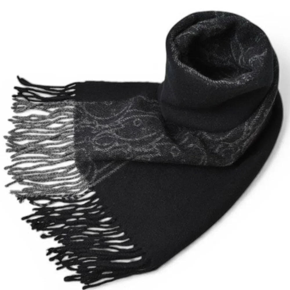 Dior Scarf Winter Wool Cashmere Logo Trotter Black Gray
